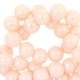 Glassbeads pearl glitter 8mm Pastel coral peach